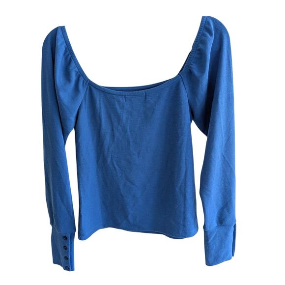 Treasure & Bond Women's Square Neck Pullover Top Long Sleeve Blue Size S - Picture 3 of 9